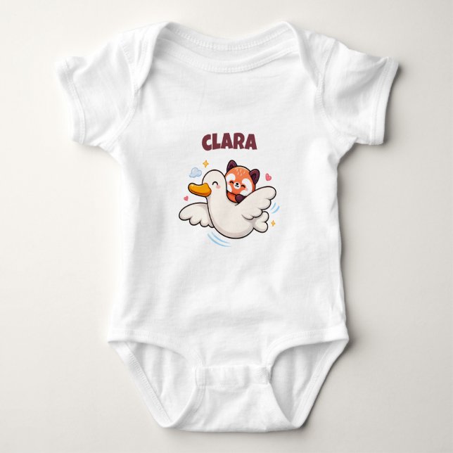 Personalize Flying Red Panda Baby Bodysuit (Front)
