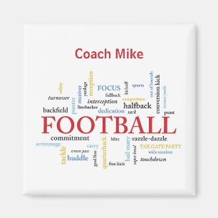 Personalize, Football Coach Thank You in Words Magnet