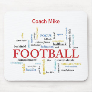 Personalize, Football Coach Thank You in Words Mouse Pad