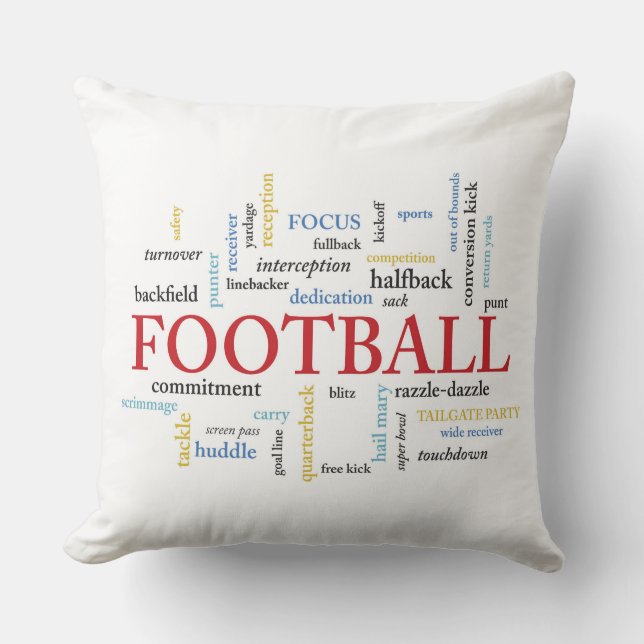Personalize, Football Coach Thank You in Words Throw Pillow (Front)