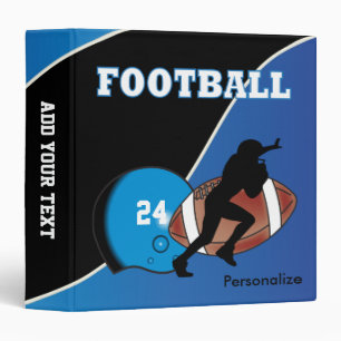 Personalize Football in Blue and Black Binder