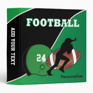 Personalize Football in Green and Black Binder