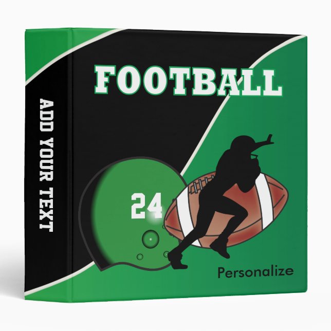 Personalize Football in Green and Black Binder (Front/Spine)