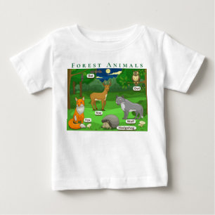 Personalize Forest Animals Deer Fox Wolf Hedgehog  Baby T-Shirt