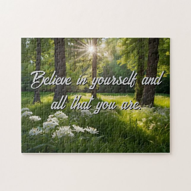 Personalize Forest Flowers Motivational Jigsaw Puzzle (Horizontal)