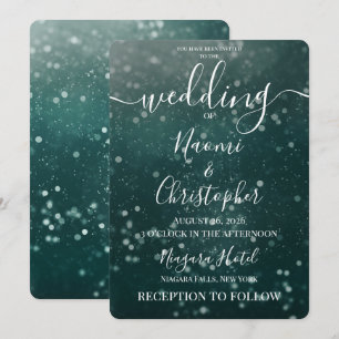 Personalize: Forest Green Bokeh Wedding Invitation