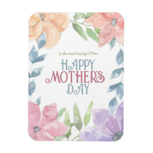 Personalize Four Flowers Watercolor Mother's Day  Magnet