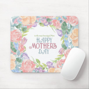Personalize Four Flowers Watercolor Mother's Day Mouse Pad
