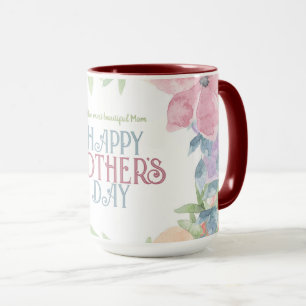 Personalize Four Flowers Watercolor Mother's Day  Mug