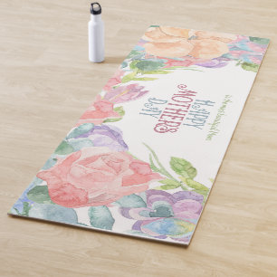 Personalize Four Flowers Watercolor Mother's Day  Yoga Mat