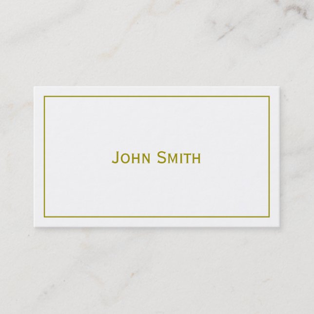Personalize: Framed Modern Minimal Gold & White Business Card (Front)