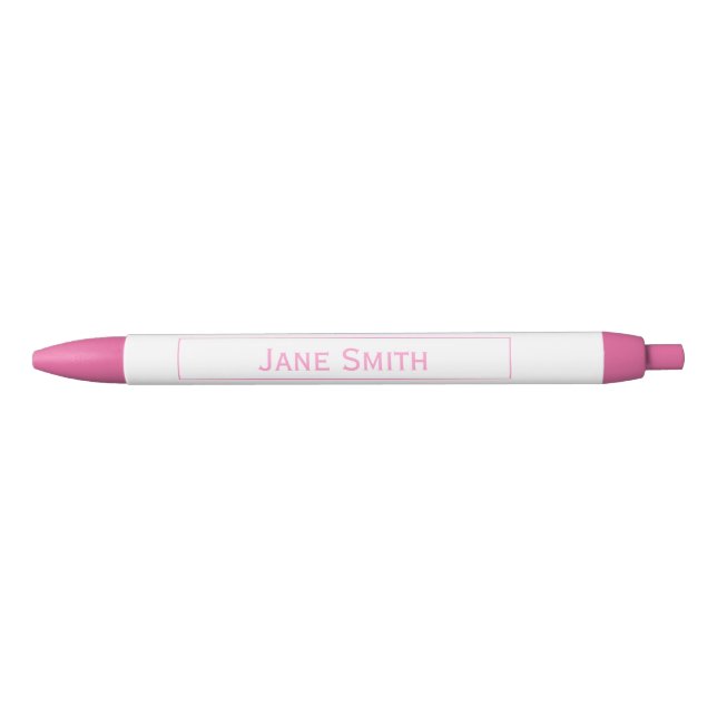 Personalize: Framed Modern Minimal Pink and White Black Ink Pen (Front)