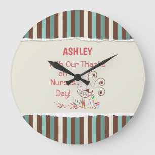 Personalize, From Group, Happy Nurses Day, Bird Large Clock