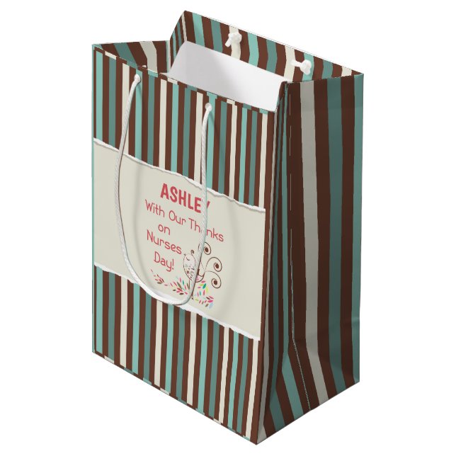 Personalize, From Group, Happy Nurses Day, Bird Medium Gift Bag (Front Angled)
