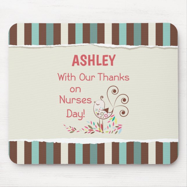Personalize, From Group, Happy Nurses Day, Bird Mouse Pad (Front)