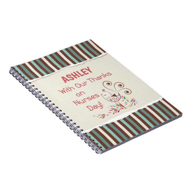 Personalize, From Group, Happy Nurses Day, Bird Notebook (Right Side)