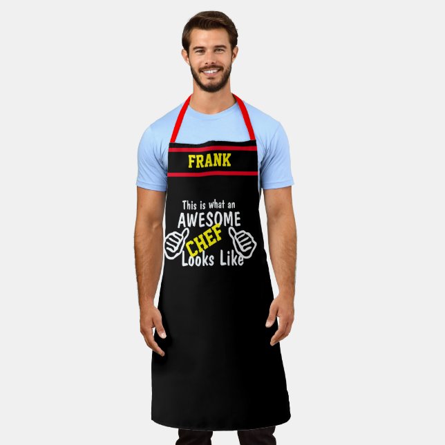 Personalize Funny Awesome Chef #fatherday Mens Apron (Worn)