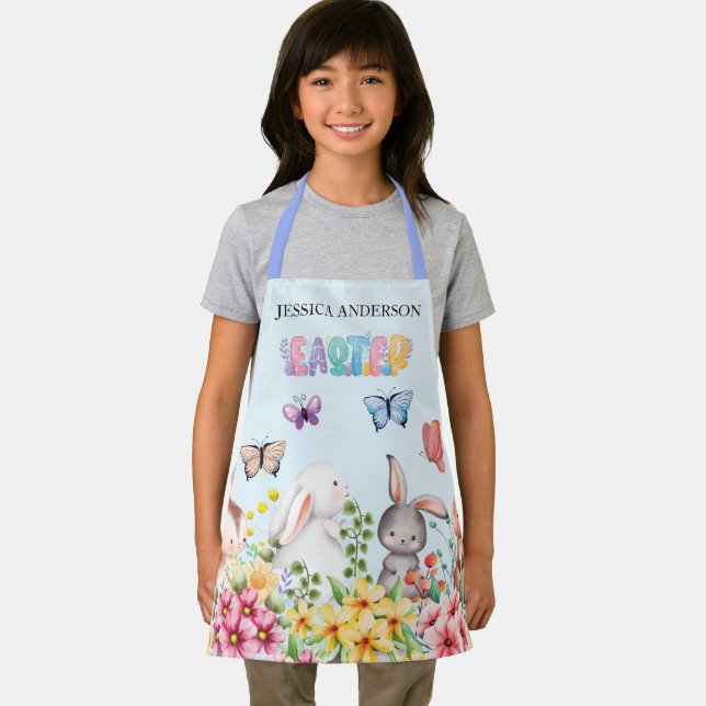 Personalize Funny Bunny Happy Easter Day  Apron (Insitu)