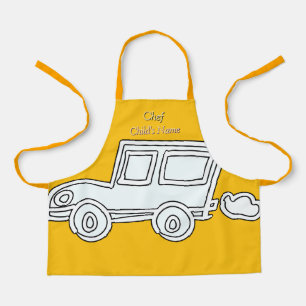 Personalize Funny Car Kids Yellow Craft Apron