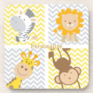 Personalize Funny & Cute Child's Animals Coaster