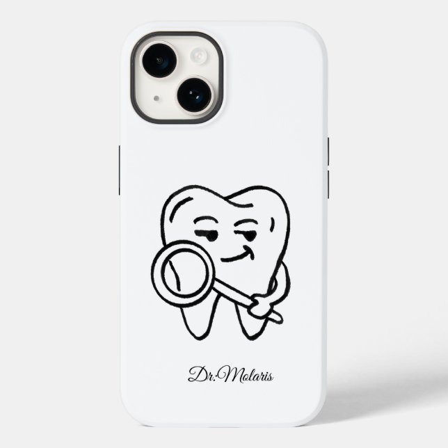 Personalize Funny Dentist Cartoon Tooth Phone Case (Back)