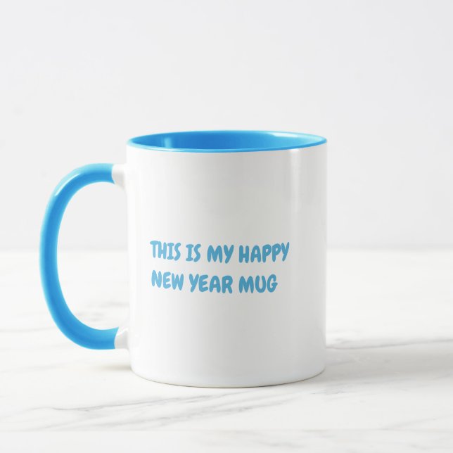 Personalize Funny Happy New Year Sky Blue Mug (Left)