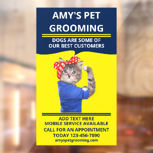 Personalize Funny Pet Grooming/Salon Shop Front Window Cling