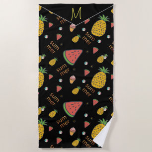 Personalize Funny Pineapple And Watermelon Beach Towel