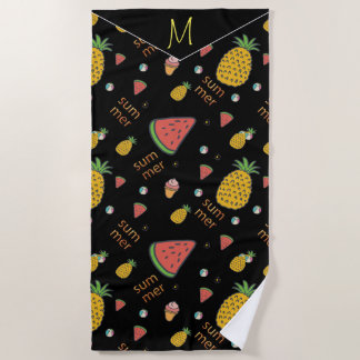 Personalize Funny Pineapple And Watermelon Beach Towel