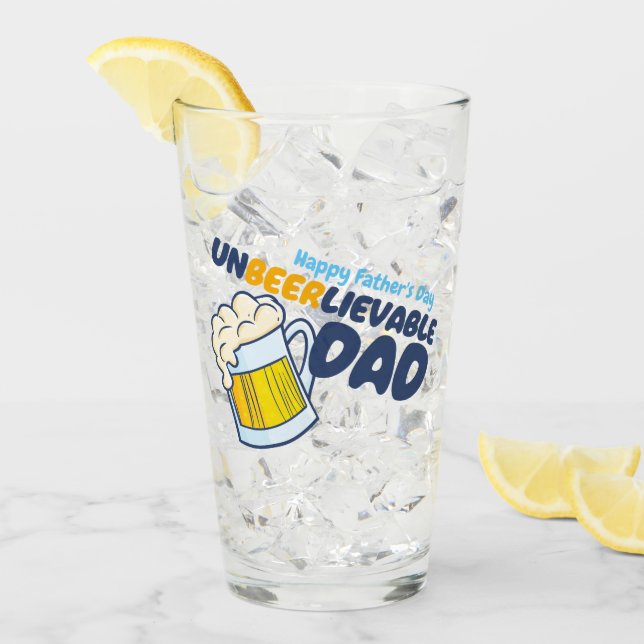 Personalize Funny Unbeerlievable Dad Glass (Front Ice)