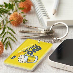 Personalize Funny Unbeerlievable Dad Keychain