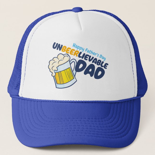 Personalize Funny Unbeerlievable Dad Trucker Hat (Front)
