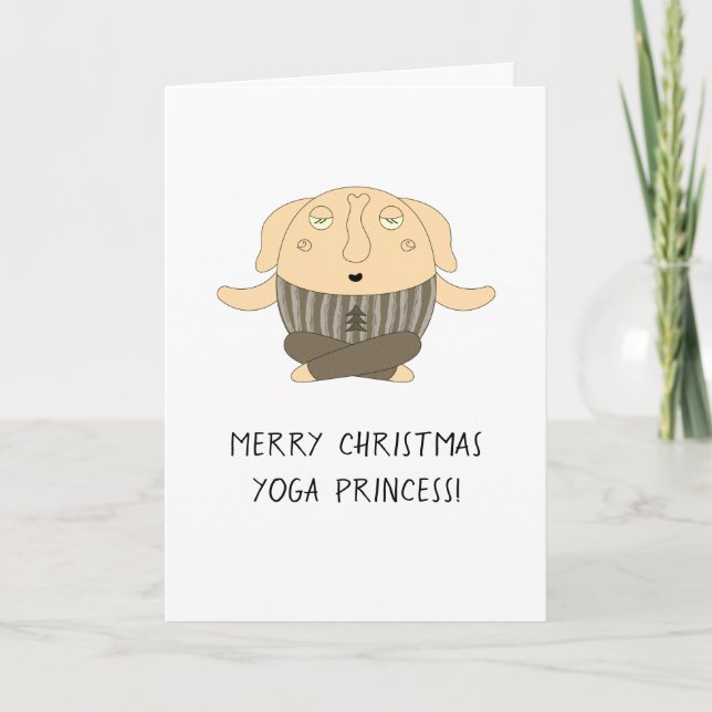 Personalize Funny Yogi Buddha Elephant Christmas Holiday Card (Front)