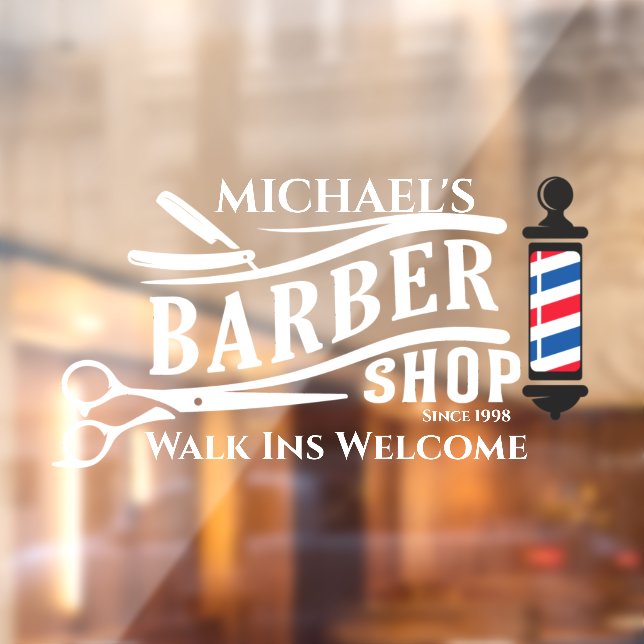 Personalize Generic Barber Shop Pole Business   Window Cling (Sheet 2)