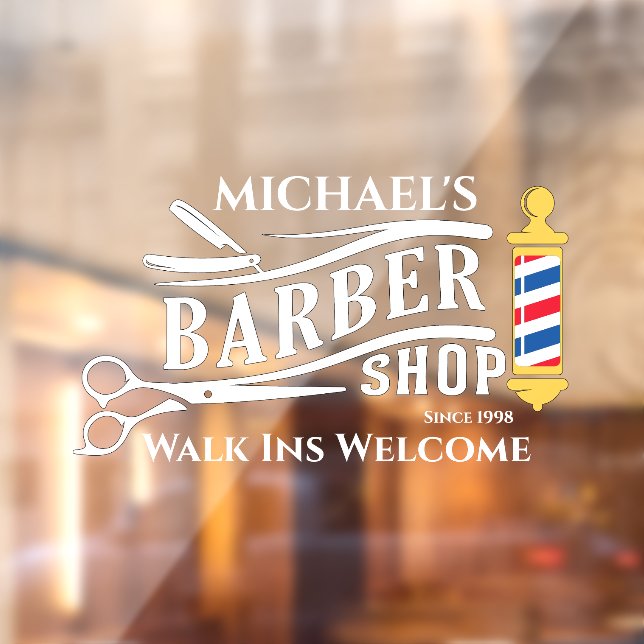 Personalize Generic Barber Shop Pole Business  Window Cling (Sheet 2)
