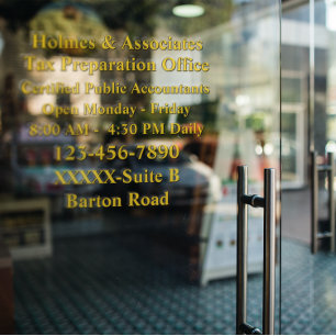 Personalize Generic Business Details Black Gold Window Cling