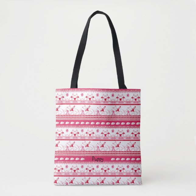 Personalize German Shepherd Guide Dog Tale Red Tote Bag (Front)