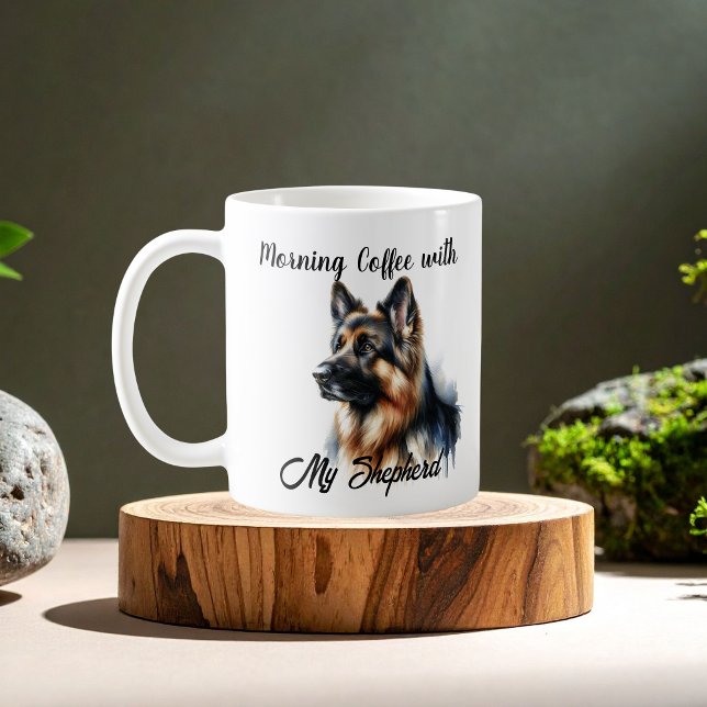  PERSONALIZE German Shepherd Morning Coffee Coffee Mug (Creator Uploaded)