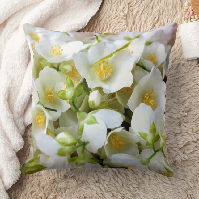 Personalize Get Well Soon Coworker Jasmine Flowers Throw Pillow (Blanket)