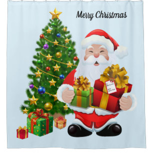 Personalize Gift Tag Santa and Christmas Tree Show