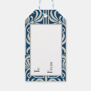 Personalize Gift Tags - Blue Art Nouveau Design
