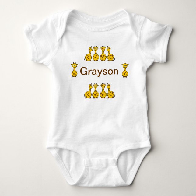 Personalize Giraffe Grayson infant baby Bodysuit (Front)