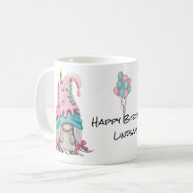 Personalize Girl Gnome Pink Blue Birthday Candle