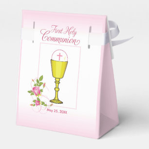 Personalize Girl Name Pink First Holy Communion Favor Box
