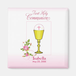 Personalize Girl Name Pink First Holy Communion Magnet