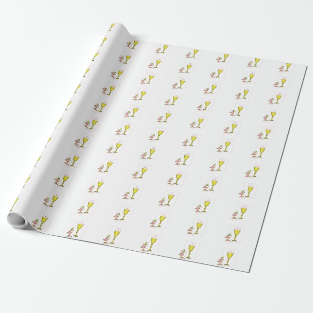 Personalize Girl Name Pink First Holy Communion Wrapping Paper (Unrolled)