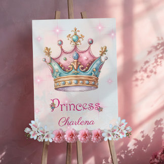 Personalize Girl Princess Crown  Acrylic Sign