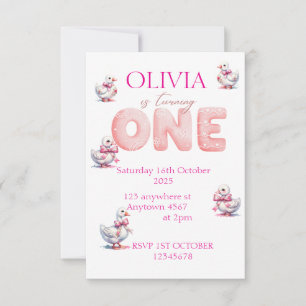 personalize Girls 1st Birthday Goose Save the date