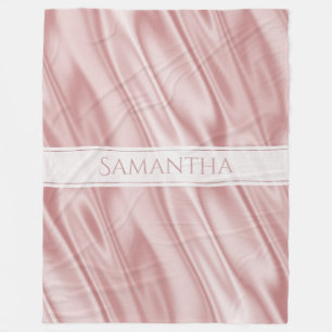 Personalize: Girly Pastel Pink Faux Satin Fabric Fleece Blanket