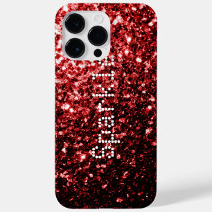 Personalize Glamour Red Glitter sparkles Case-Mate iPhone 14 Pro Max Case